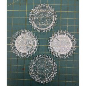 Roses Hobnail Edges Glass Clear Coasters 4 X 4 Stackable
